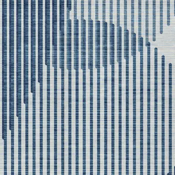 9' X 12' Blue And Ivory Geometric Washable Indoor Outdoor Area Rug