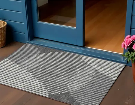 3' X 5' Charcoal And Ivory Geometric Washable Indoor Outdoor Area Rug