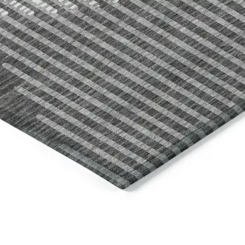 8' X 10' Charcoal And Ivory Geometric Washable Indoor Outdoor Area Rug