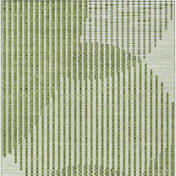 9' X 12' Green And Ivory Geometric Washable Indoor Outdoor Area Rug
