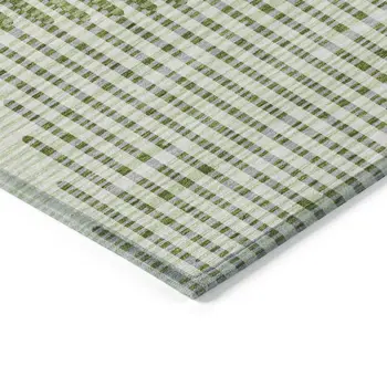 9' X 12' Green And Ivory Geometric Washable Indoor Outdoor Area Rug