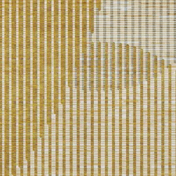 3' X 5' Gold And Beige Geometric Washable Indoor Outdoor Area Rug