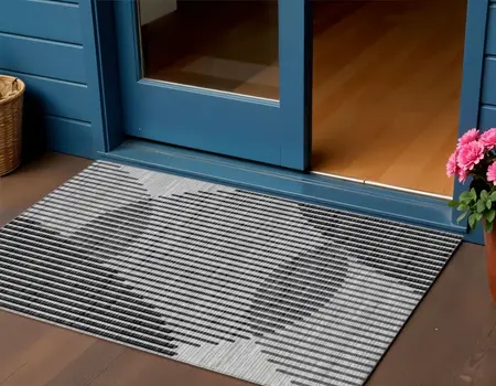 3' X 5' Gray And Black Geometric Washable Indoor Outdoor Area Rug
