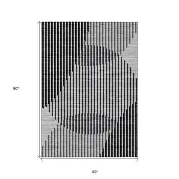 5' X 8' Gray And Black Geometric Washable Indoor Outdoor Area Rug