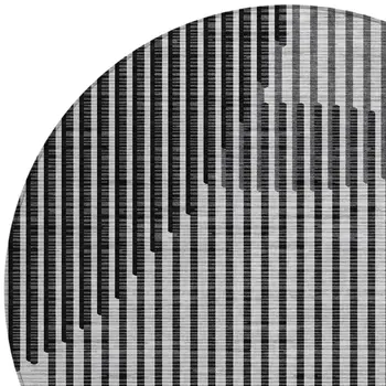 8' Gray And Black Round Geometric Washable Indoor Outdoor Area Rug