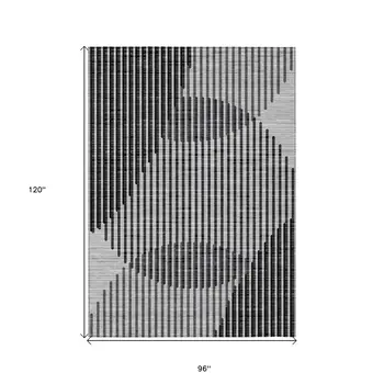 8' X 10' Gray And Black Geometric Washable Indoor Outdoor Area Rug