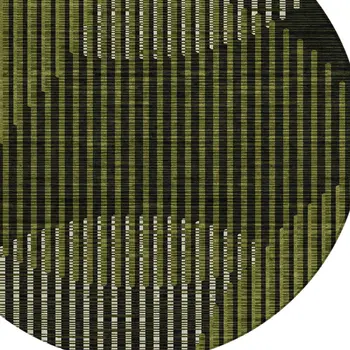 8' Olive Green And Black Round Geometric Washable Indoor Outdoor Area Rug