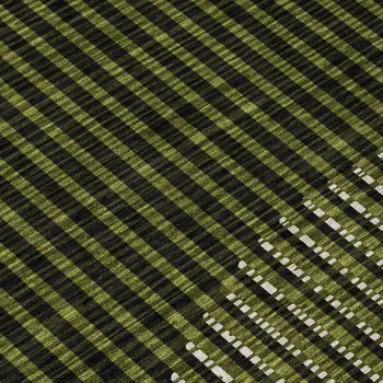 8' Olive Green And Black Round Geometric Washable Indoor Outdoor Area Rug