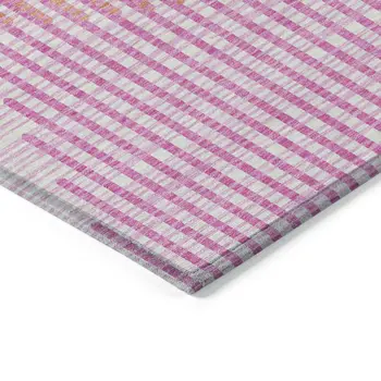 8' X 10' Pink Copper And Ivory Geometric Washable Indoor Outdoor Area Rug