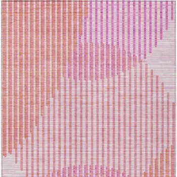 10' X 14' Pink Copper And Ivory Geometric Washable Indoor Outdoor Area Rug