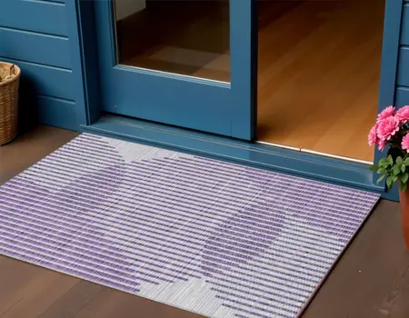 3' X 5' Purple Gray And Ivory Geometric Washable Indoor Outdoor Area Rug