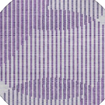 8' Purple Gray And Ivory Round Geometric Washable Indoor Outdoor Area Rug