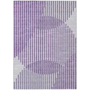 8' X 10' Purple Gray And Ivory Geometric Washable Indoor Outdoor Area Rug