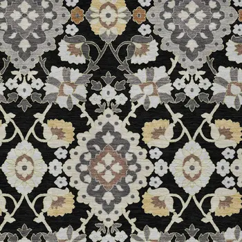 3' X 5' Black Gray And Brown Oriental Washable Indoor Outdoor Area Rug