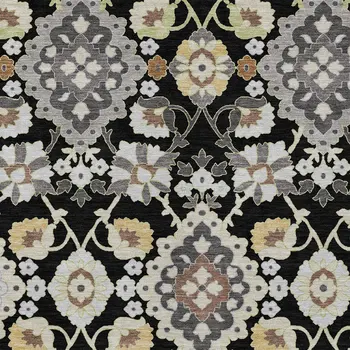 5' X 8' Black Gray And Brown Oriental Washable Indoor Outdoor Area Rug