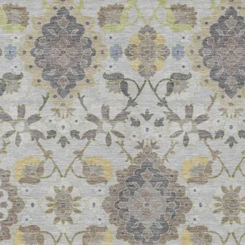 3' X 5' Gray Green And Brown Oriental Washable Indoor Outdoor Area Rug