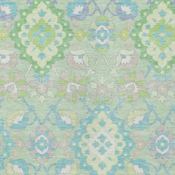 3' X 5' Mint Green Blue And Ivory Oriental Washable Indoor Outdoor Area Rug