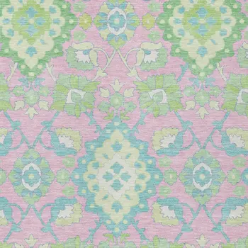 5' X 8' Pink Green And Blue Oriental Washable Indoor Outdoor Area Rug