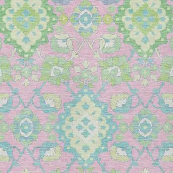9' X 12' Pink Green And Blue Oriental Washable Indoor Outdoor Area Rug