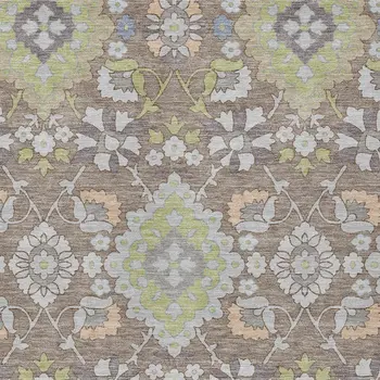 9' X 12' Taupe Beige And Green Oriental Washable Indoor Outdoor Area Rug