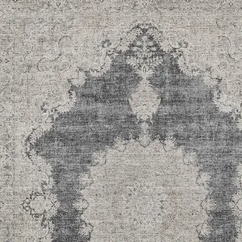 3' X 5' Black And Ivory Oriental Washable Indoor Outdoor Area Rug