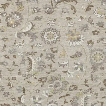3' X 5' Beige Brown And Gray Floral Washable Indoor Outdoor Area Rug
