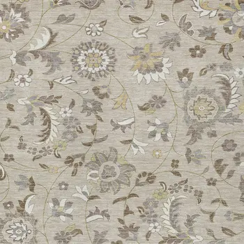 5' X 8' Beige Brown And Gray Floral Washable Indoor Outdoor Area Rug