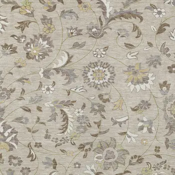 8' X 10' Beige Brown And Gray Floral Washable Indoor Outdoor Area Rug