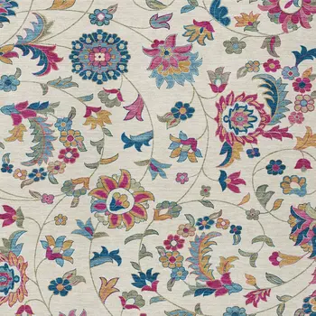 9' X 12' Linen Pink And Denim Blue Floral Washable Indoor Outdoor Area Rug