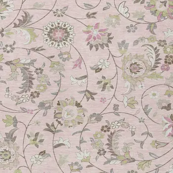 10' X 14' Pink Green And Gray Floral Washable Indoor Outdoor Area Rug