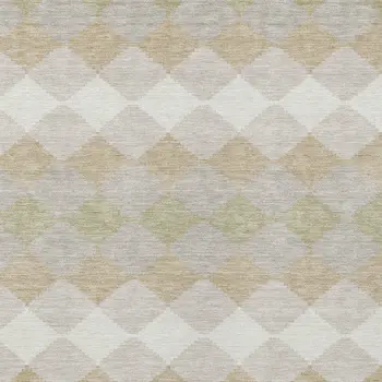 5' X 8' Beige Ivory And Gray Geometric Washable Indoor Outdoor Area Rug