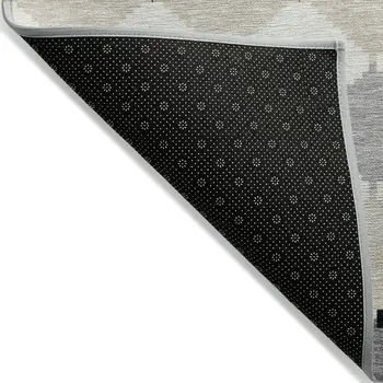 9' X 12' Black Ivory And Beige Geometric Washable Indoor Outdoor Area Rug