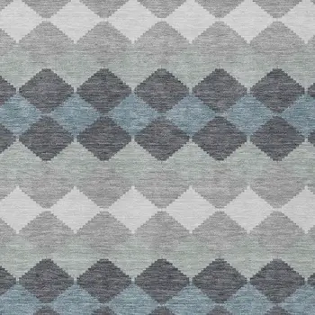 9' X 12' Gray Black And Green Geometric Washable Indoor Outdoor Area Rug