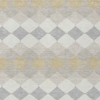 8' X 10' Ivory Gray And Gold Geometric Washable Indoor Outdoor Area Rug