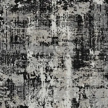 3' X 5' Black And Gray Abstract Washable Indoor Outdoor Area Rug