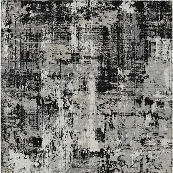 5' X 8' Black And Gray Abstract Washable Indoor Outdoor Area Rug