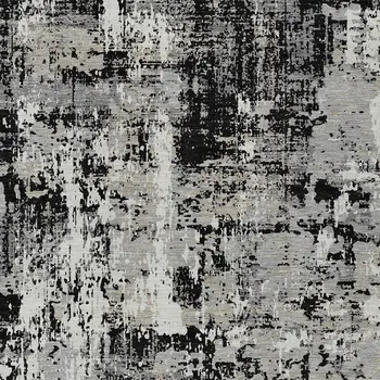 9' X 12' Black And Gray Abstract Washable Indoor Outdoor Area Rug
