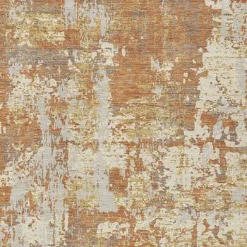 3' X 5' Copper Gold And Ivory Abstract Washable Indoor Outdoor Area Rug