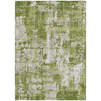 3' X 5' Green And Ivory Abstract Washable Indoor Outdoor Area Rug