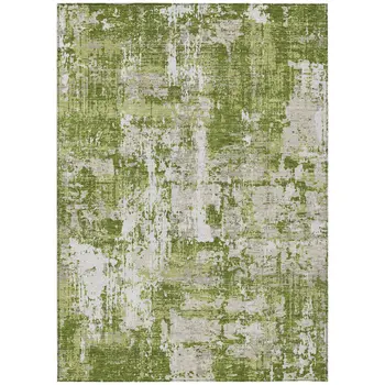 3' X 5' Green And Ivory Abstract Washable Indoor Outdoor Area Rug