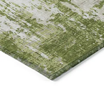 3' X 5' Green And Ivory Abstract Washable Indoor Outdoor Area Rug