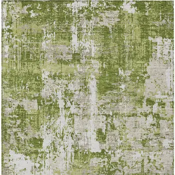 3' X 5' Green And Ivory Abstract Washable Indoor Outdoor Area Rug