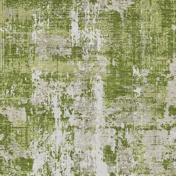 5' X 8' Green And Ivory Abstract Washable Indoor Outdoor Area Rug