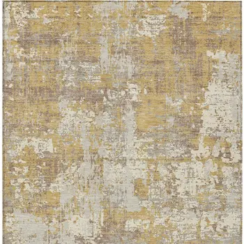 5' X 8' Gold Brown And Beige Abstract Washable Indoor Outdoor Area Rug