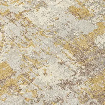 5' X 8' Gold Brown And Beige Abstract Washable Indoor Outdoor Area Rug