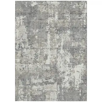5' X 8' Gray And Ivory Abstract Washable Indoor Outdoor Area Rug