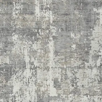 5' X 8' Gray And Ivory Abstract Washable Indoor Outdoor Area Rug