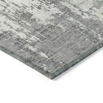 8' X 10' Gray And Ivory Abstract Washable Indoor Outdoor Area Rug