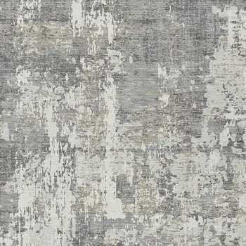8' X 10' Gray And Ivory Abstract Washable Indoor Outdoor Area Rug