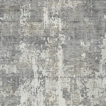 9' X 12' Gray And Ivory Abstract Washable Indoor Outdoor Area Rug
